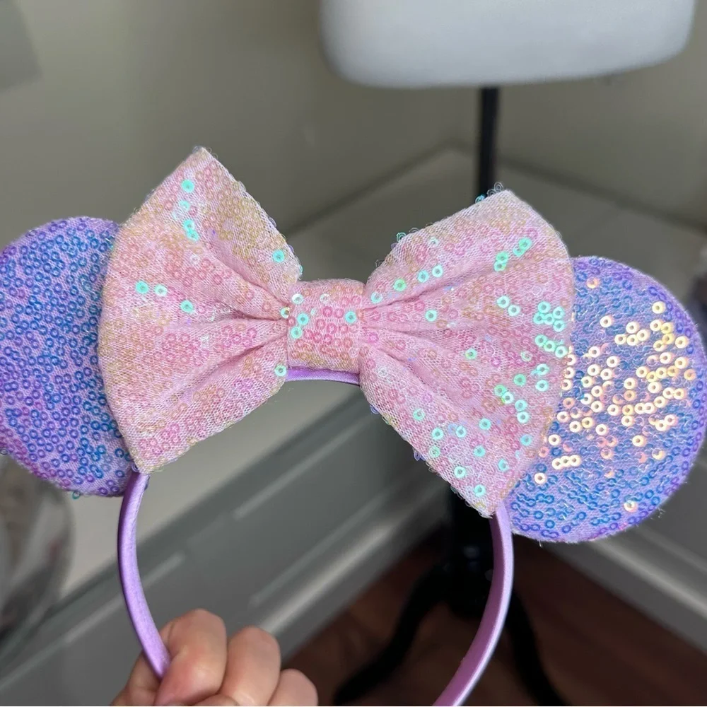 Disney Sequin Minnie Mouse Ears Headband - Pink and Blue